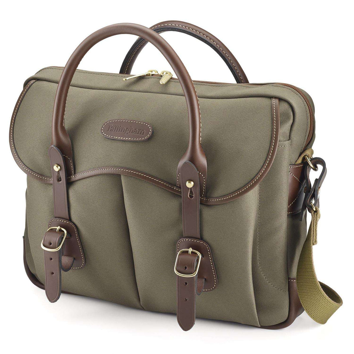 Billingham Thomas Briefcase / Laptop Bag - Sage Fibrenyte / Chocolate Leather