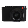 Leica Q3 black front view with 28mm Summilux lens and red logo