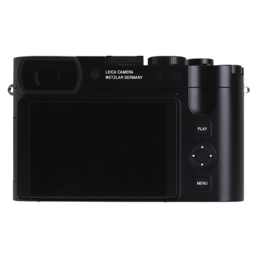 Leica Q3 rear view with LCD screen, EVF, and control buttons