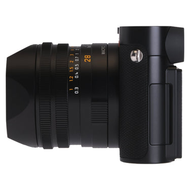 Leica Q3 left side view showing lens focus and distance markings