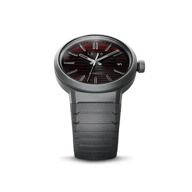Leica ZM 11 Titanium Launch Edition on titanium bracelet, front view