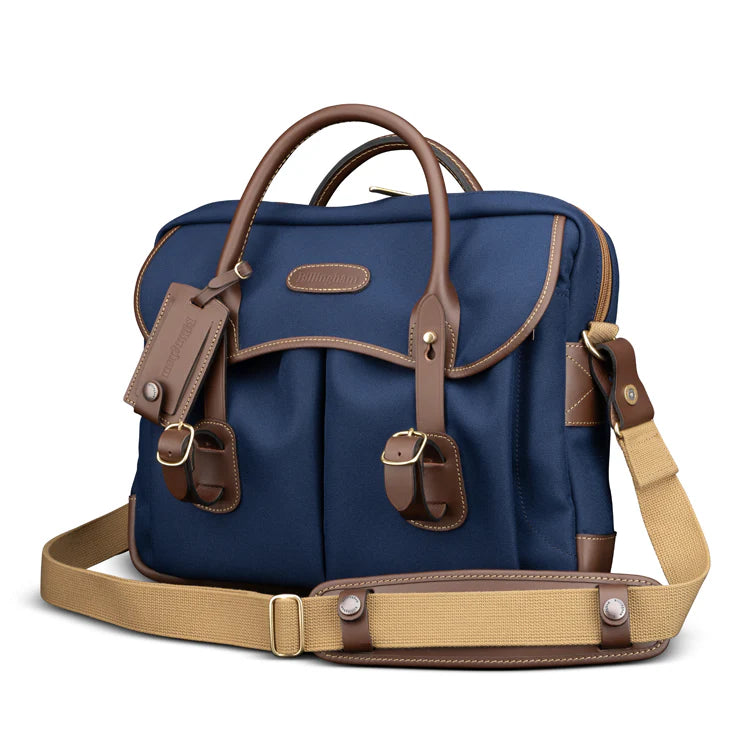Billingham Thomas Briefcase / Laptop Bag - Navy Fibrenyte / Chocolate Leather