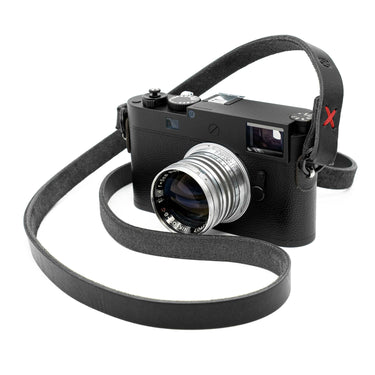 Owlkrown Raw Vintage Leather Strap - Black / Red 45"