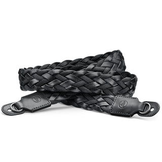 Leica Carrying Strap, Flat Braided Rayon & Leather Cord, Black
