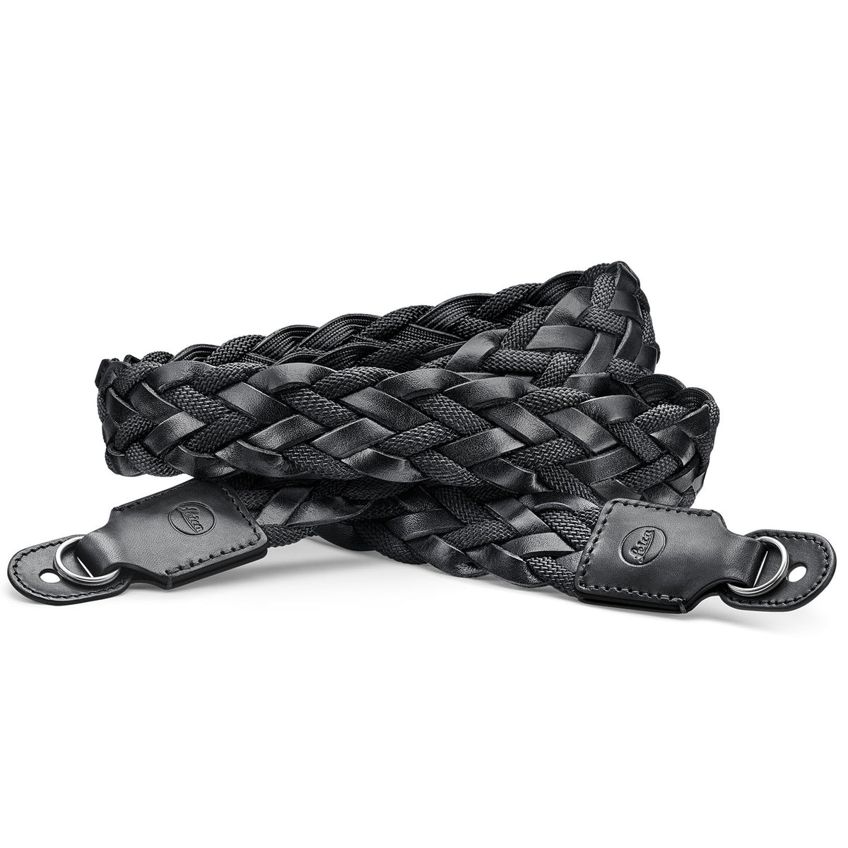 Leica Carrying Strap, Flat Braided Rayon & Leather Cord, Black