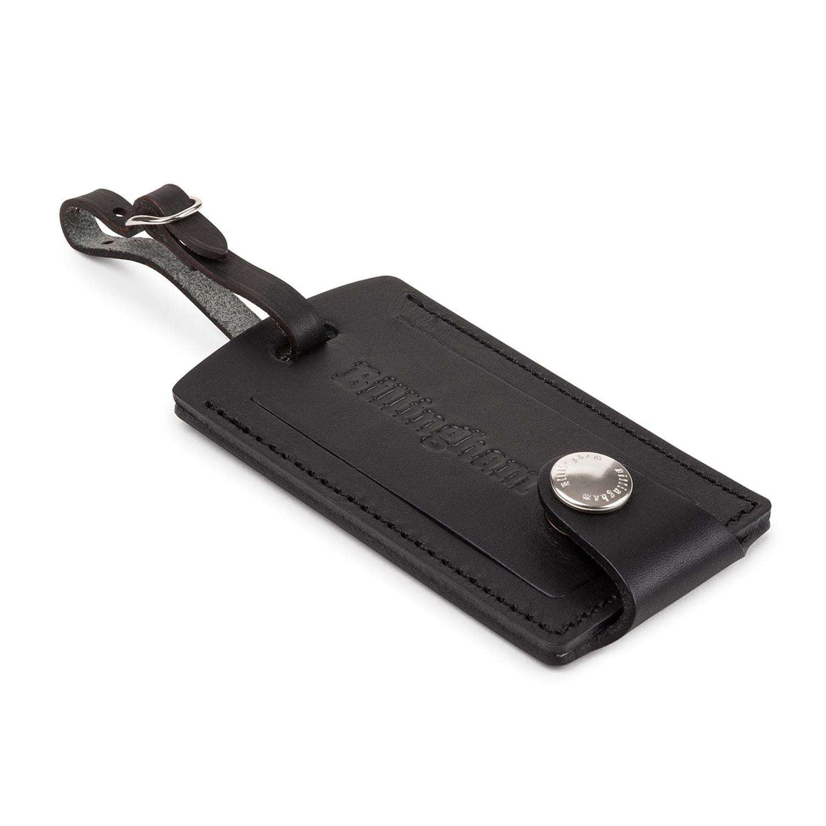 Billingham Luggage Tally - Black Leather/Nickel Coated Brass Buckle