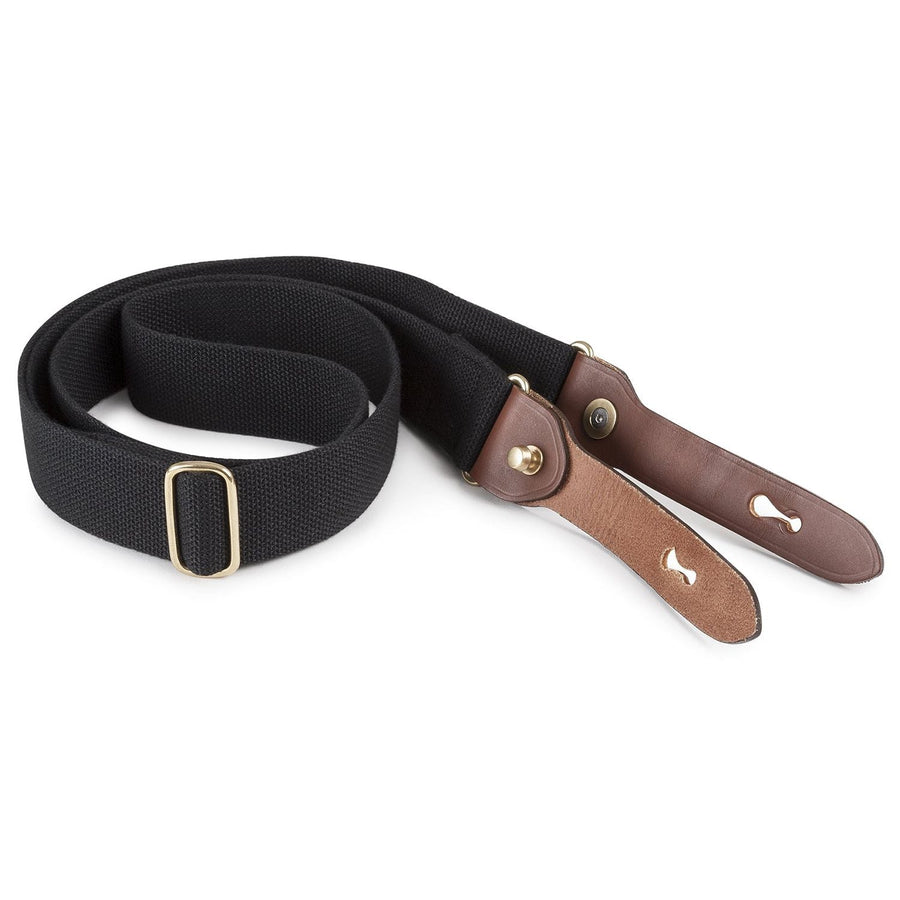 Billingham Stowaway Sling - Black Webbing / Tan Leather / Brass